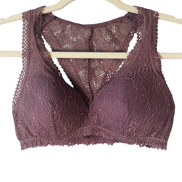 Victoria's Secret Lace Bralette Racerback Padded Bra Purple Small - Picture 4 of 5